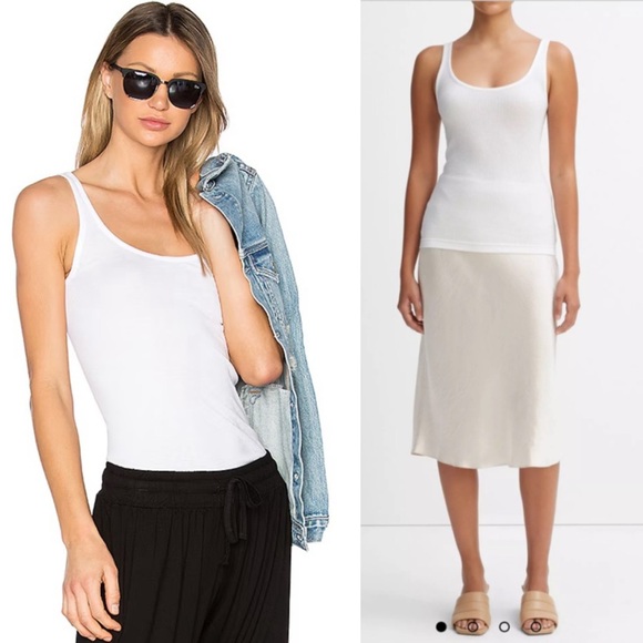 VINCE Favorite Ribbed Tank Top White Small - Picture 1 of 9